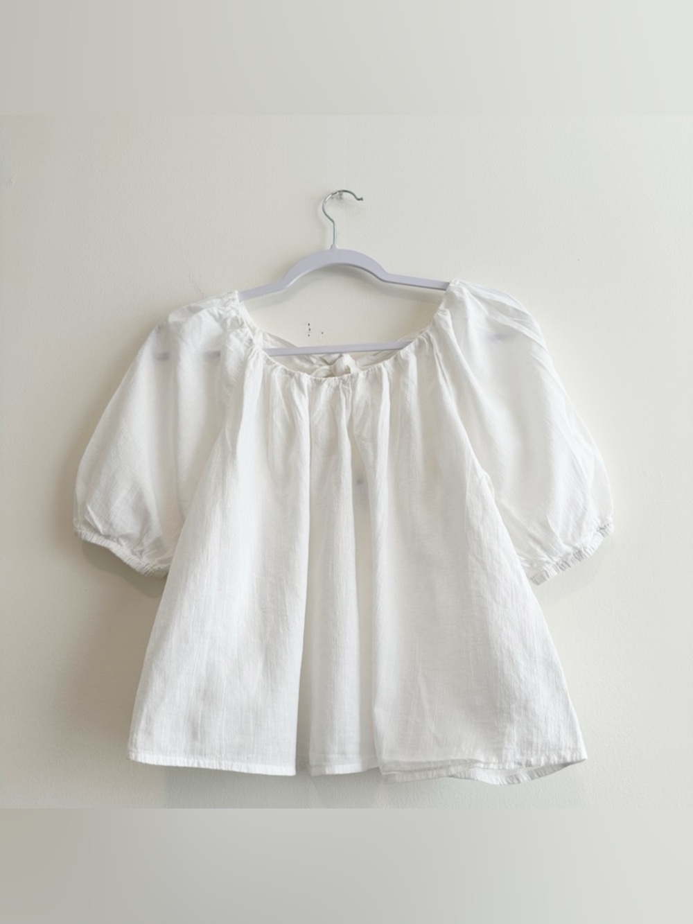 Old Navy White Puff Sleeve Peasant Top Sz Sm